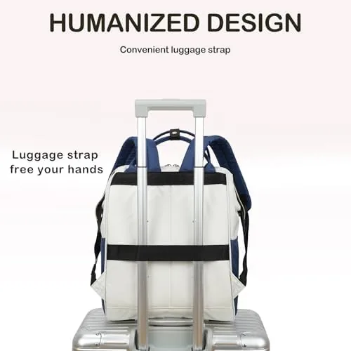 The KROSER Laptop Backpack 17" Stylish Backpack Work for Men-Beige/Haze Blue in real use