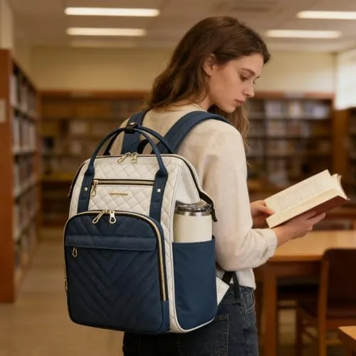 The KROSER Laptop Backpack 17" Stylish Backpack Work for Men-Beige/Haze Blue compared in context