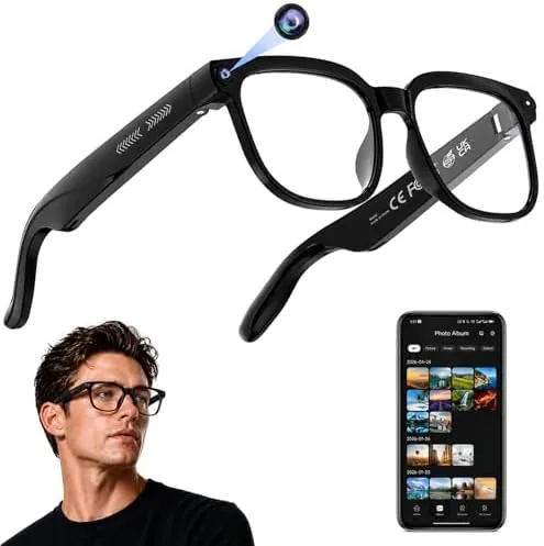 The AI smart glasses with transparent lenses sitting on a table