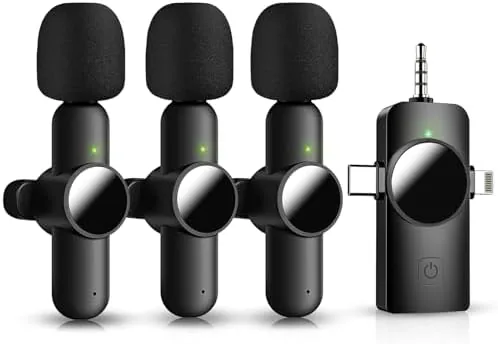 Overview of the Mini Microphone for iPhone Android, 3 Wireless Lavalier Microphones |