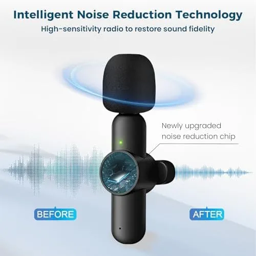 Detail shot of the Mini Microphone for iPhone Android, 3 Wireless Lavalier Microphones | features
