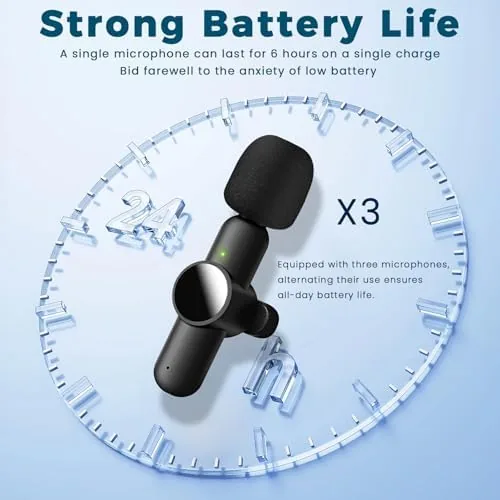 Another view of the Mini Microphone for iPhone Android, 3 Wireless Lavalier Microphones |
