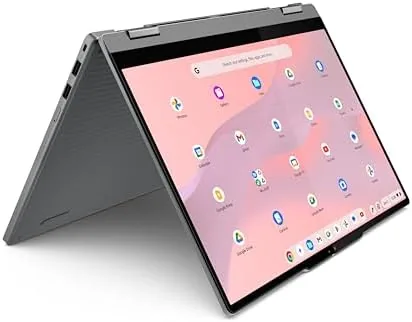 Close up of the Lenovo Chromebook keyboard and trackpad in Luna Grey