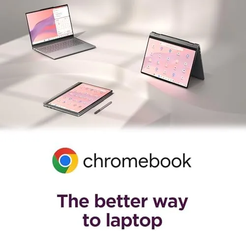 A person using the Lenovo Chromebook as a tablet with the touchscreen