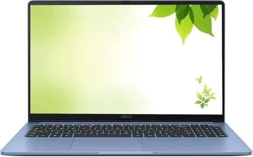 Person using the ASUS Chromebook on a desk with a video call open