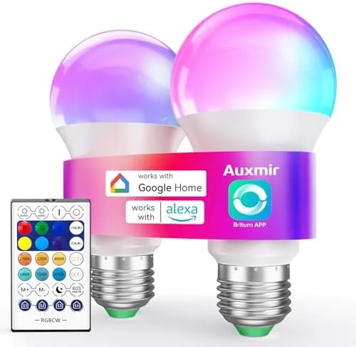 Overview of the Auxmir A19 Smart Light Bulbs with Remote, RGB+CCT Color LED