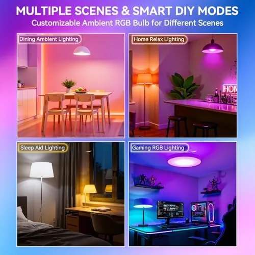 Detail shot of the Auxmir A19 Smart Light Bulbs with Remote, RGB+CCT Color LED features