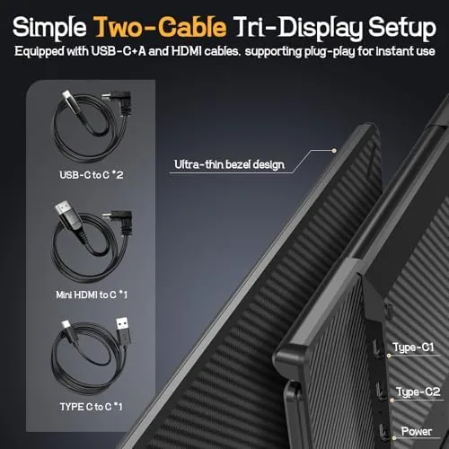 The Laptop Screen Extender, 14'' FHD 1080P Ultra-Slim Triple Portable Monitor compared in context