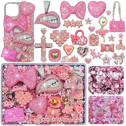 Junk Case Charms Kit, Pink Junks Phones Cases 3D Rhinestone Cool teeth and lips Review: Tested and Rated