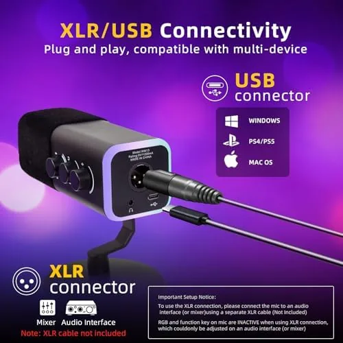 Another view of the VCOM XLR/USB Gaming Microphone for PC,Dynamic Computer Mic for Streaming
