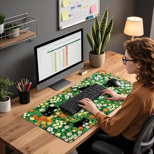 Close look at the Cute Flower Cat Large Gaming Mouse Pad Desk Mat 31.5"x15.7" build quality