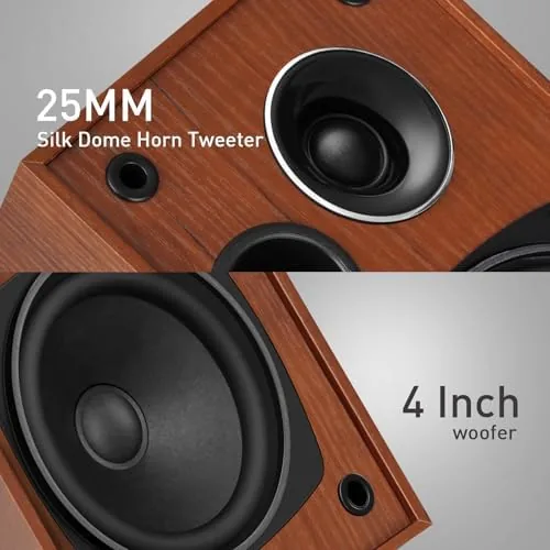 The Elimavi Passive Bookshelf Speakers, Requires a Receiver or Amplifier, Brown in real use
