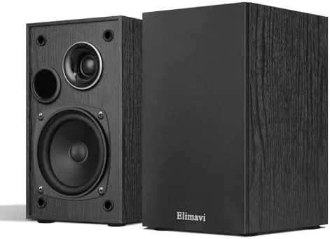 Overview of the Elimavi Passive Bookshelf Speakers, Requires a Receiver or Amplifier, Black