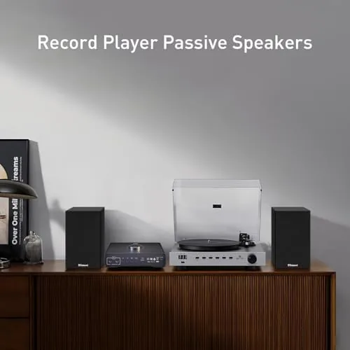 Another view of the Elimavi Passive Bookshelf Speakers, Requires a Receiver or Amplifier, Black
