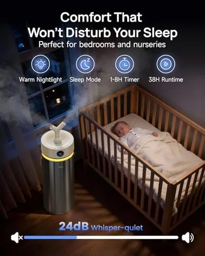 Another view of the Feekaa Stainless Steel Humidifier, 8L/2.1Gal Cool Mist Humidifiers for Bedroom