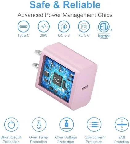 Another view of the iPhone 17 16 15 Charger Fast Charging 2+2Pack 20W USB