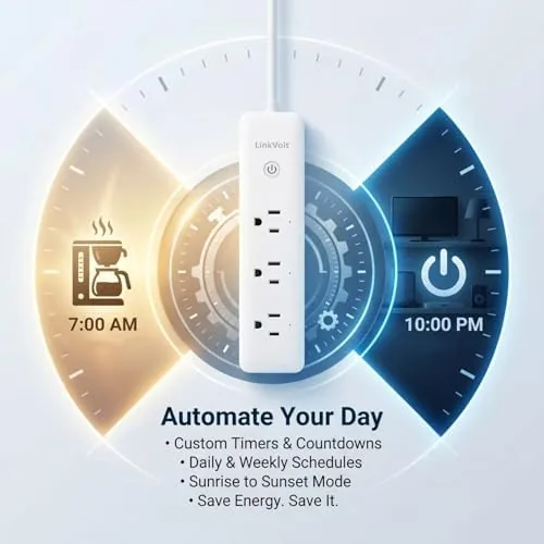 Another view of the LINKVOLT Smart Power Strip WiFi Surge Protector Alexa Google Home
