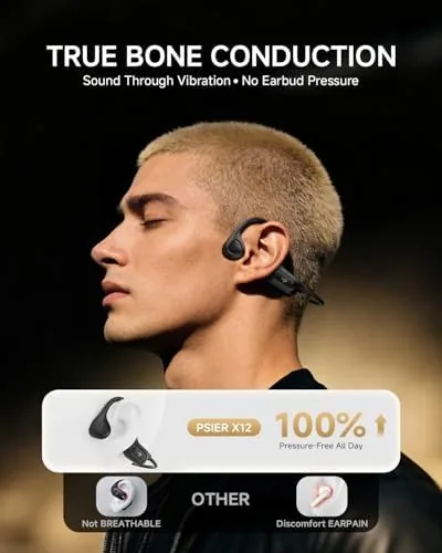 Close look at the PSIER Bone Conduction Headphones, 2026 Upgrade Open Ear Running Headphones build quality
