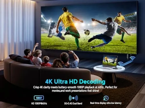 Detail shot of the Wireless hdmi Transmitter and Receiver 328FT/100M,4K Decode Plug & Play features