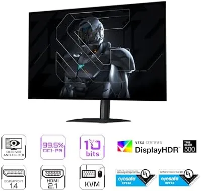 Detail shot of the GIGABYTE - MO27Q28GR - 27" W-OLED Gaming Monitor - QHD features