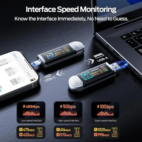 The MOVE SPEED 128GB USB Drive with Smart Display 1090MB/s USB in real use