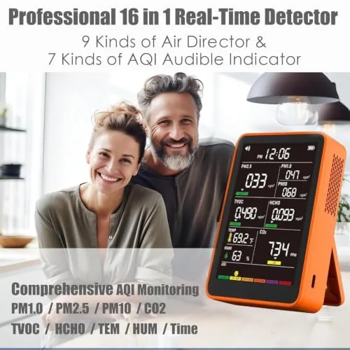 Close look at the 16-in-1 Indoor Air Quality Monitor, High-Precision Multi-Parameter Smart Air Quality build quality