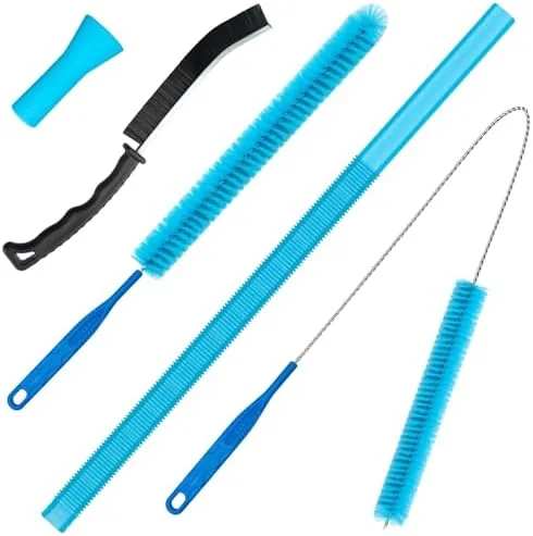 The dryer vent cleaner kit laid out with hose, brushes, and <a href=