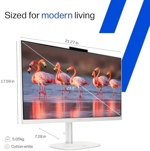 HP OmniStudio in a living room corner with the included wireless mouse