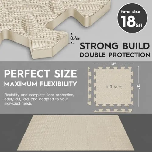 Close look at the 18 Pcs EVA Foam Floor Tiles, Puzzle Exercise Mat Set build quality