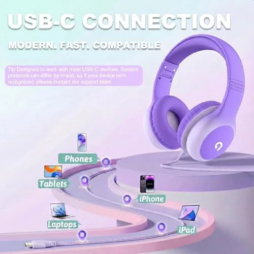 The ADOOPE Wired Kids Headphones with USB C Plug, 85dB Safe in real use
