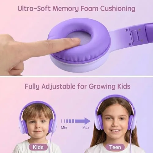 Another view of the ADOOPE Wired Kids Headphones with USB C Plug, 85dB Safe
