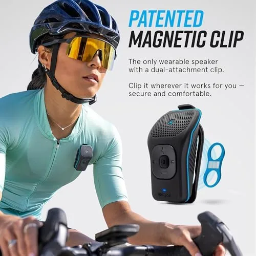 Detail shot of the noxgear 39g Wearable Bluetooth Speaker, Mini Clip-On, Glow | Small features