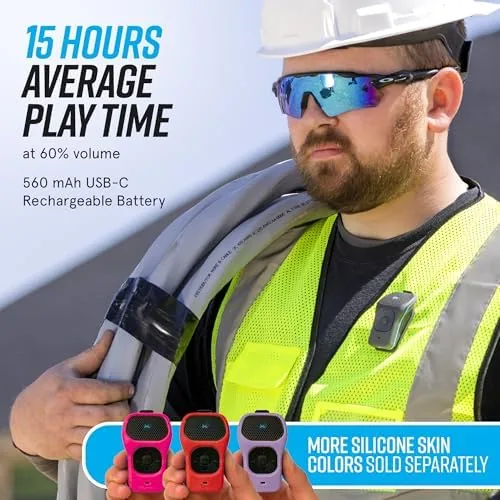 The noxgear 39g Wearable Bluetooth Speaker, Mini Clip-On, Glow | Small compared in context