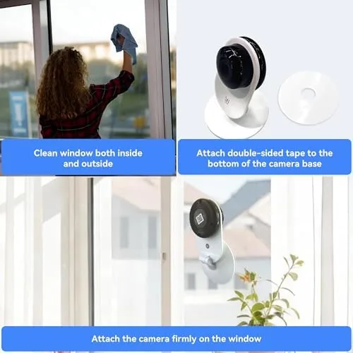 The YI 2K Indoor Security Camera with Adhesive Mount for Wall/Window in real use