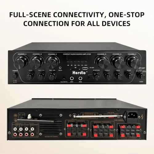 The Herdio Bluetooth 5.3 Home Audio Amplifier - 6 Channel 750W compared in context