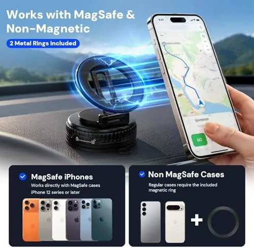 Close up of the suction cup locking lever and the magnetic phone plate