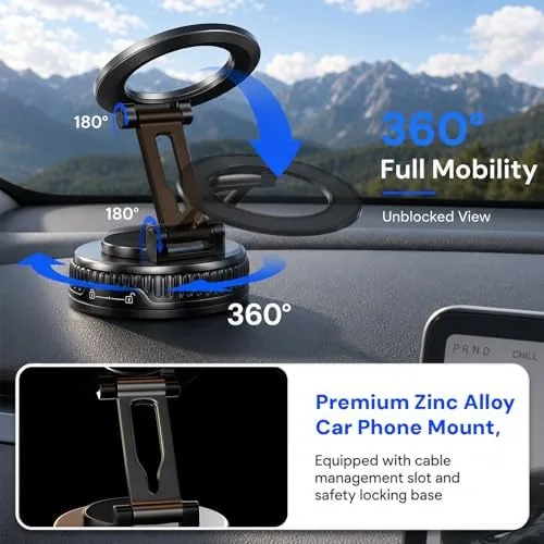 The phone rotated to landscape orientation in the mount for navigation