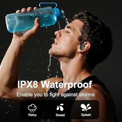Another view of the Ordtop Sport Wireless Earbuds with Earhooks, 70H Playtime, IPX8 Waterproof