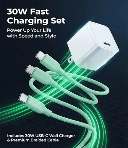 Close look at the 30W USB C Fast Charger, PD PPS Charger, 3 Cables build quality