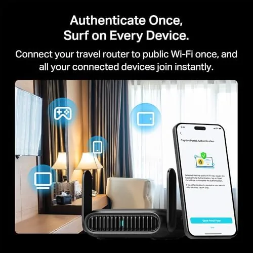 Another view of the Roam 6 AX1500 Portable Wi-Fi 6 Travel Router Dual-Band USB