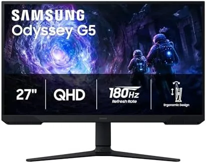 Samsung Odyssey G5 G51F 27 inch QHD monitor on a gaming desk