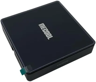 Detail shot of the MEon1 TV Box Android 14.0 Amlogic S905X5M 2GB RAM 32GB features