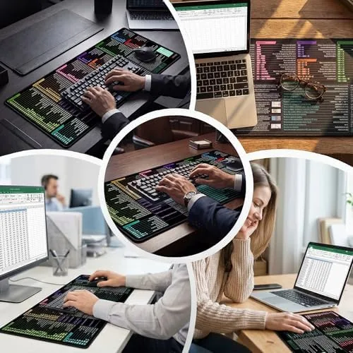 The Excel Shortcut Keys Mouse Pad, Extended Large Desk Mat (31.5x11.8 compared in context