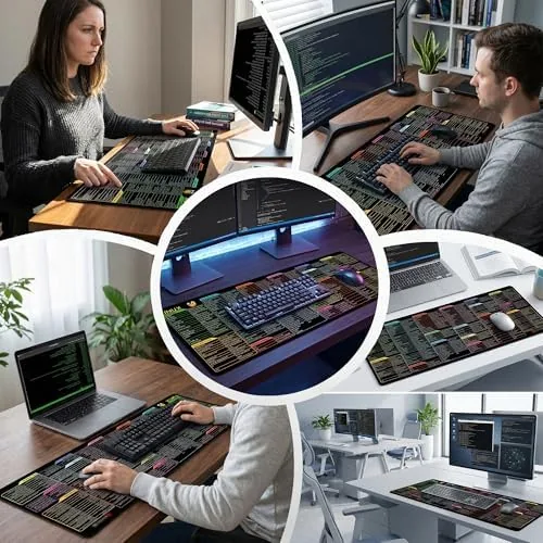 The Excel Shortcut Keys Mouse Pad, Extended Large Desk Mat (31.5x11.8 compared in context