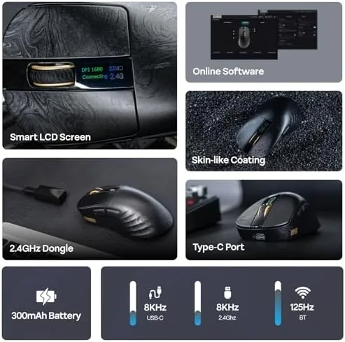 Digital display showing DPI and battery status