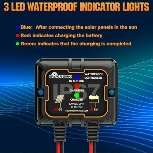 Another view of the SOLPERK MPPT Solar Charge Controller 10A 12V Waterproof Controller |