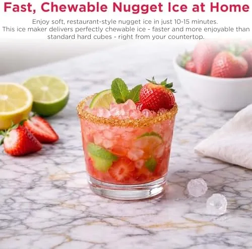Fresh nugget ice filling the removable basket