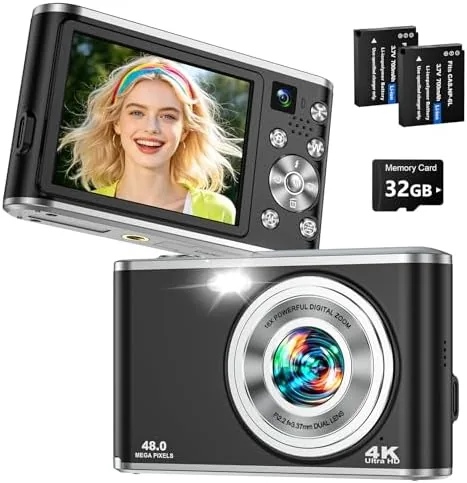 4K Digital Camera for Photography 48MP Dual Lens Autofocus 16X Zoom, Black | Compact Review: Tested and Rated