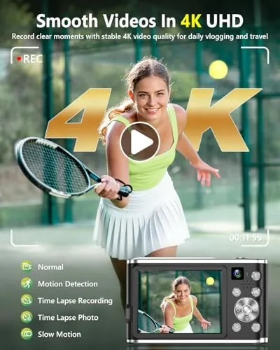 Close look at the 4K Digital Camera for Photography 48MP Dual Lens Autofocus 16X build quality