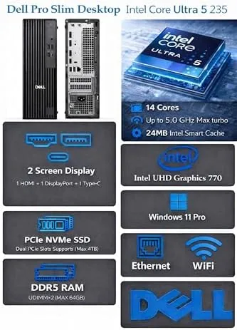 Inside view of the Dell Pro Slim QCS1250 showing memory and storage